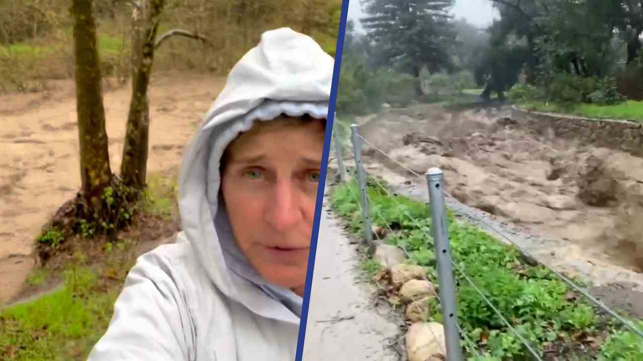 Beeld uit video: Ellen DeGeneres laat modderstroom zien naast huis in VS