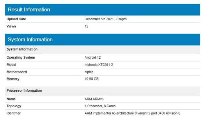 Moto Edge X30 Spotted on Geekbench
