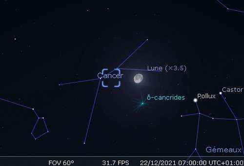 The Moon in proximity to the cluster of the Nativity
