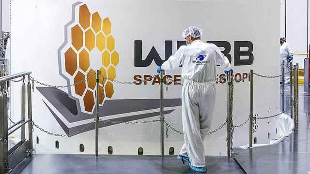 The Webb Telescope is placed on the nose cone of the rocket