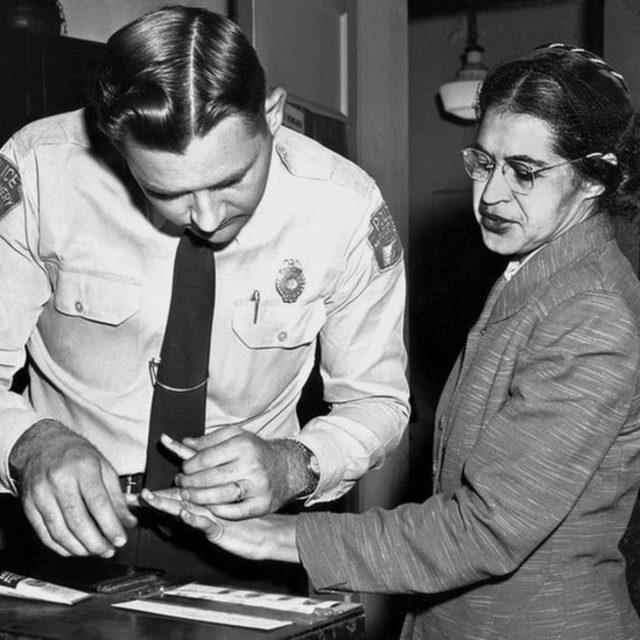 Fingerprints taken after the arrest of Rosa Parks.