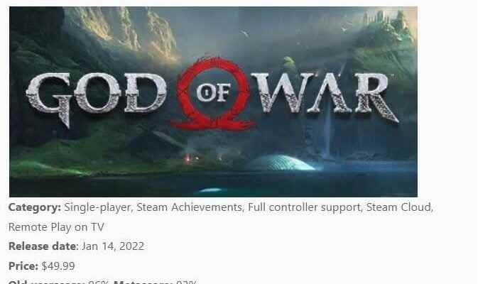 God of War PC version surpasses 1 million sales
