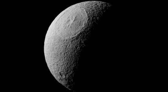 Mimas the other moon of Saturn which would hide an