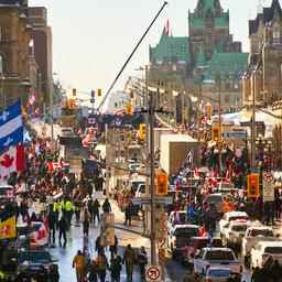 Trucker protest in Canadian capital is non violent but a lot