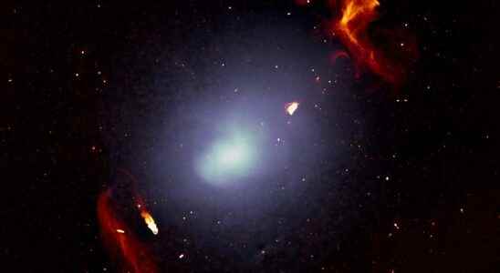 A collision of clusters of galaxies causes an explosion of