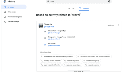 Google launches Journeys to facilitate searches in your browsing history