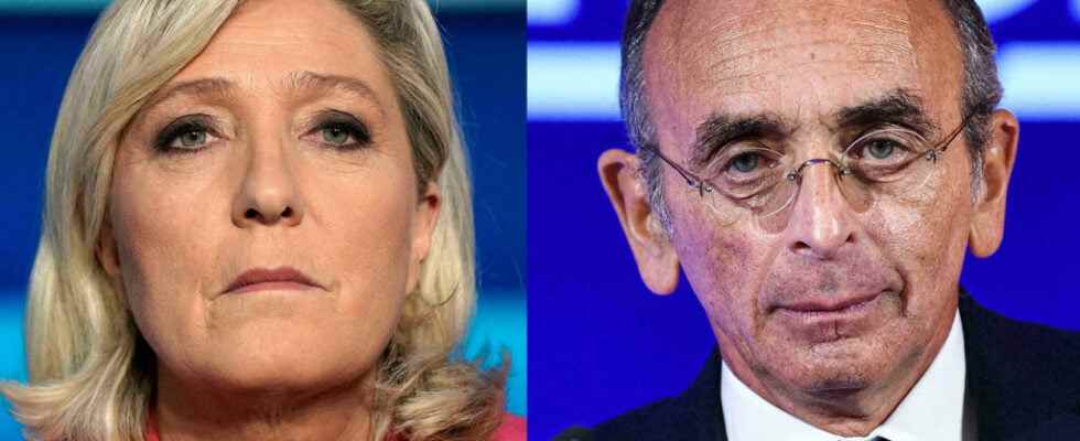 Headline Zemmour climbs Le Pen unscrews the curves meet