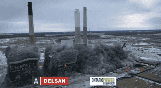 Implosion takes down remains of Lambton Generating Station