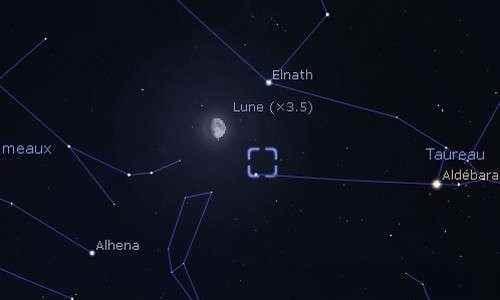 The Moon in rapprochement with Elnath and the Crab Nebula