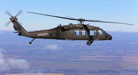 The US military flies a Black Hawk helicopter without a