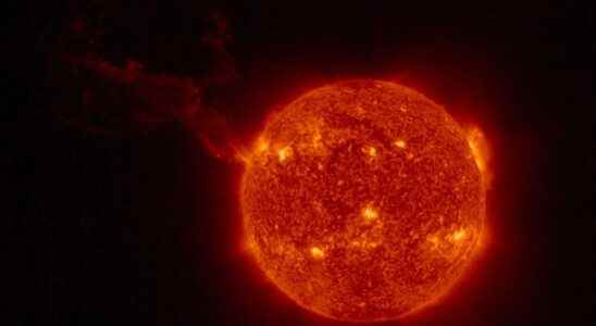 The spectacular solar flare of February 15 seen by the