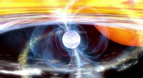 A torrent of antimatter 6 light years long emitted by