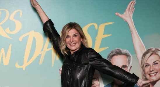 Michele Laroque dares the leather jumpsuit and it suits her