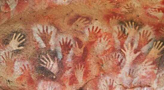 These rock art designs have been painted by children infants