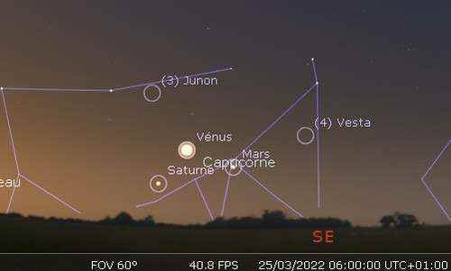 Venus Saturn and Mars form a nice triangle in the
