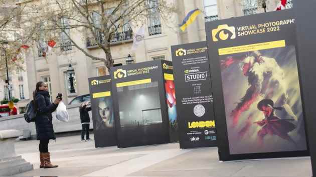 The snaps were on display in Trafalgar Square, London