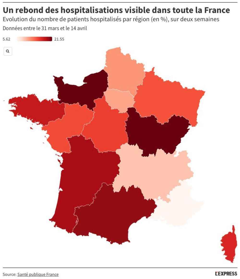 1650019942 94 MAPS Covid 19 the level of hospitalizations remains high throughout France