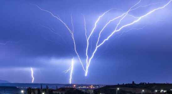 Extraordinary weather phenomenon lightning bolts from the ground