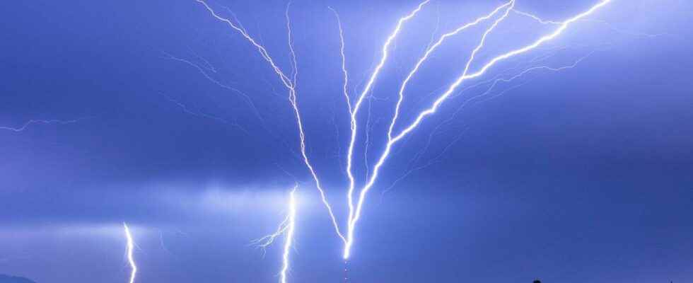 Extraordinary weather phenomenon lightning bolts from the ground