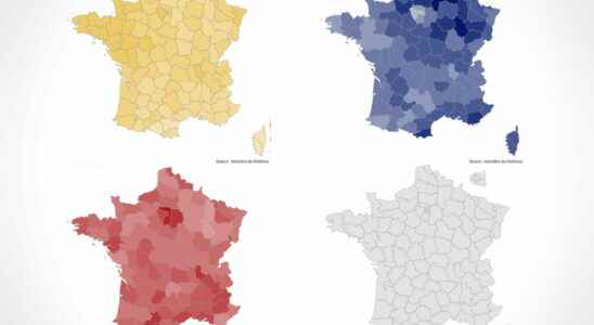 MENU Vote Macron Melenchon Le Pen Results maps by municipality