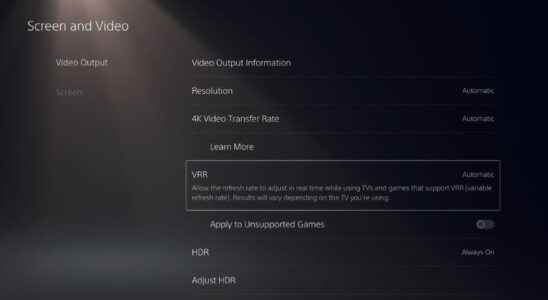 PS5 VRR Variable Refresh Rate support update announced