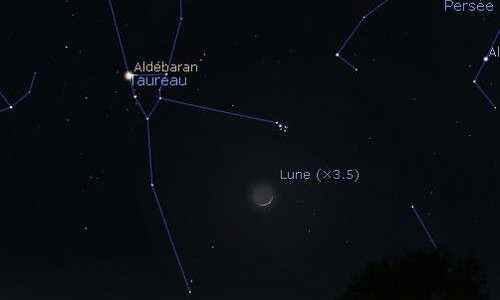 The Moon close to the Pleiades