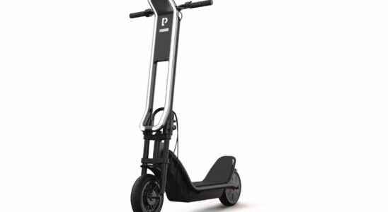 This electric scooter uses a 100 serviceable battery