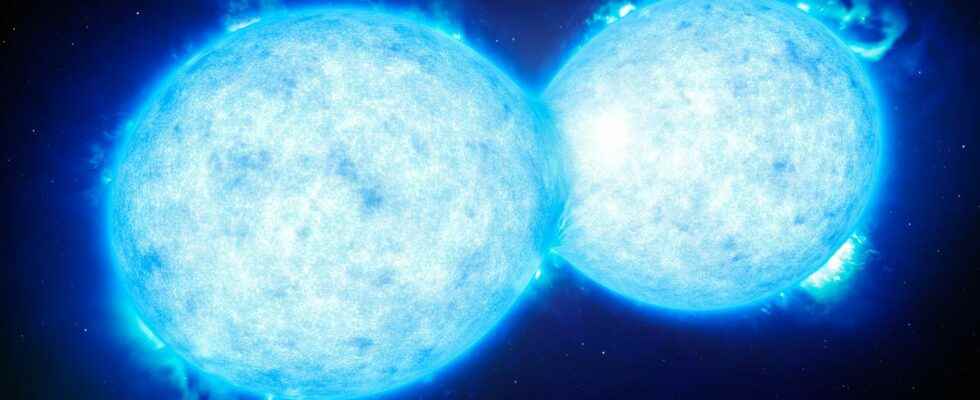 We simulated the first collision of two giant stars giving