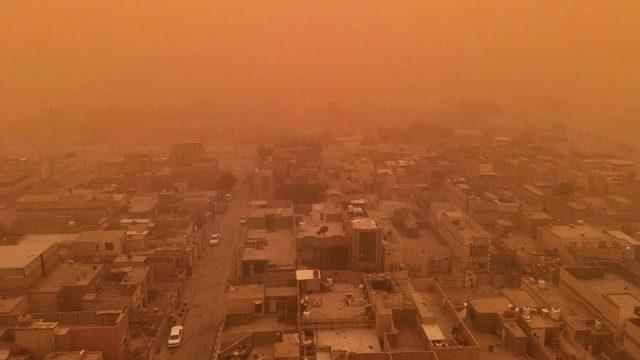 Sandstorm image taken by drone in Najaf.