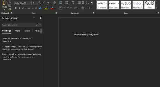 Already available in the classic version of Office dark mode
