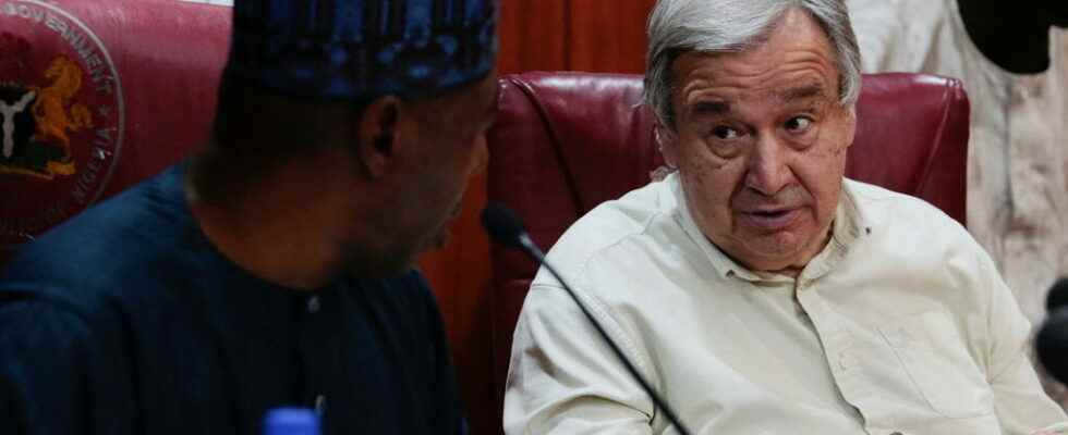 Traveling to Nigeria UN Secretary General Antonio Guterres meets displaced