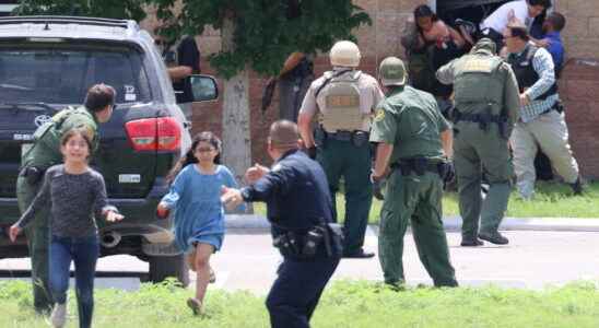 police officers from Uvalde were collected their children blocking other
