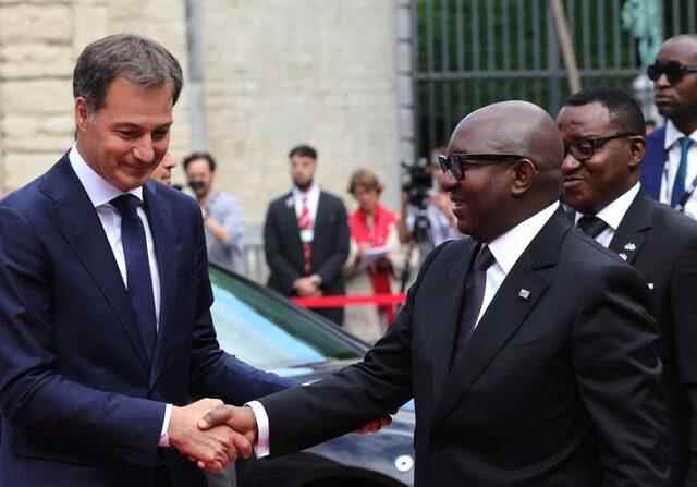 Belgian Prime Minister Alexander De Croo and Congo Prime Minister Jean-Michel Sama Lukonde