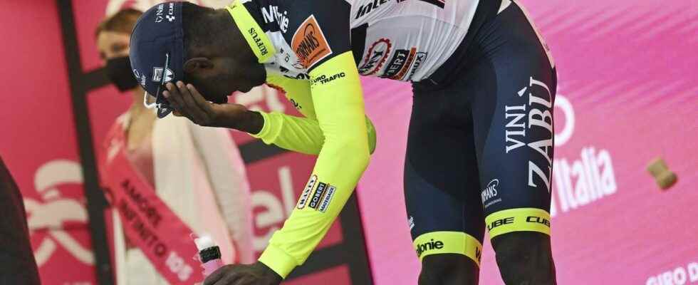 Champagne cork accident cyclist Biniam Girmay forced to abandon the