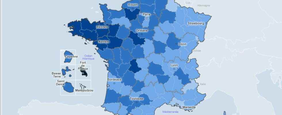 Covid map in France department travel Europe