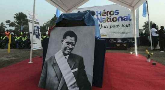 Lumumbas coffin on display in his native village of Onalua