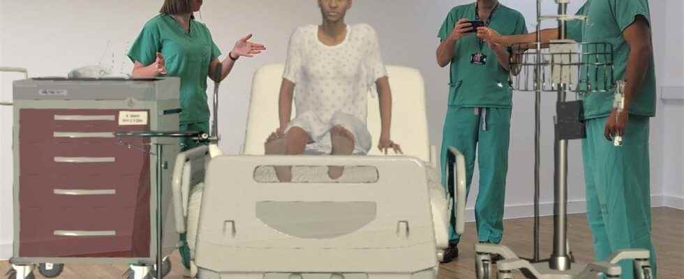 Doctors train on a virtual patient in hologram