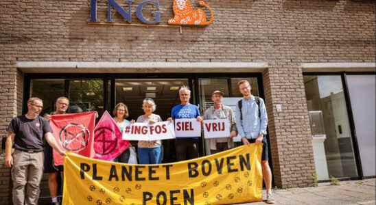 Extinction Rebellion demonstrates at ING branches in Utrecht Amersfoort and
