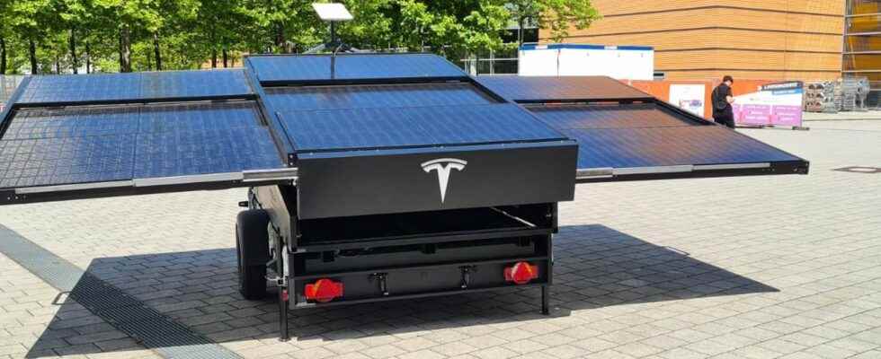 Tesla unveils solar powered trailer with Starlink satellite internet terminal