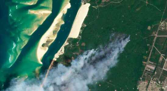 The fire in the Dune du Pilat seen from space