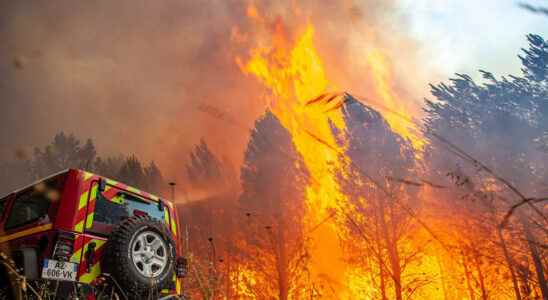 in France the gigantic fire which devastates the Gironde is