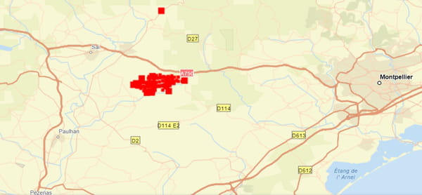the contained fire near Montpellier map and origin