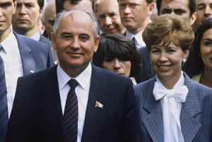 Gorbachev and his wife Raisa Gorbacheva during a visit to Germany