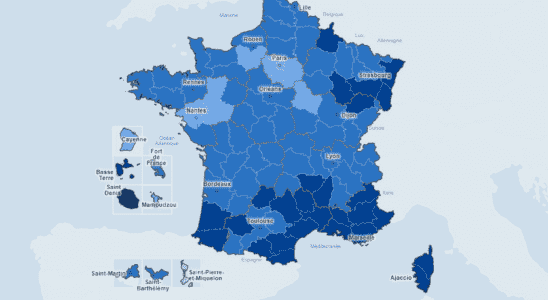 Covid map incidence rate in France by department