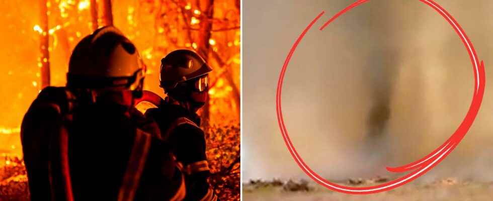 Fire tornado in France threatened firefighters at forest fire