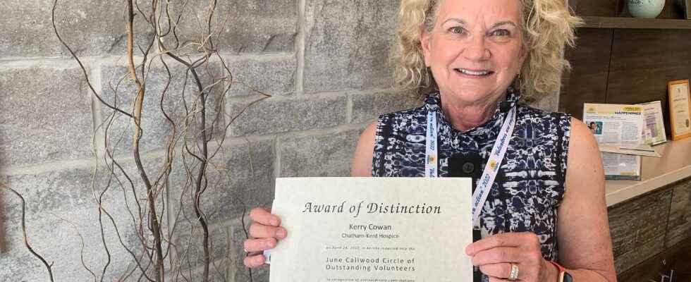 Hospice recognizes Cowan with June Callwood Award