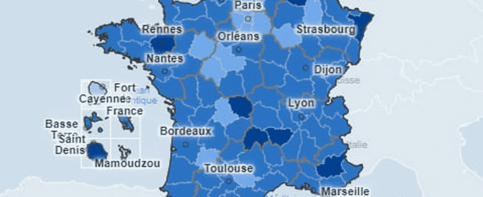 Covid map in France incidence by department World