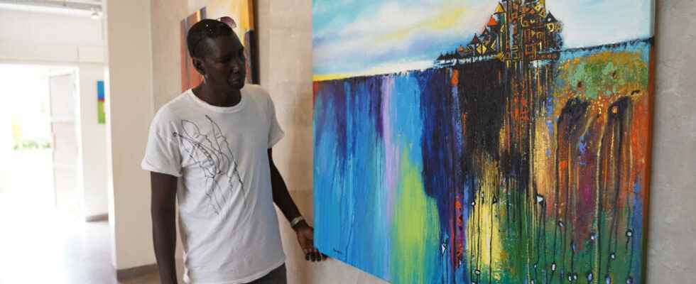 the painter Moulaye Sarr exhibits his works in Banjul