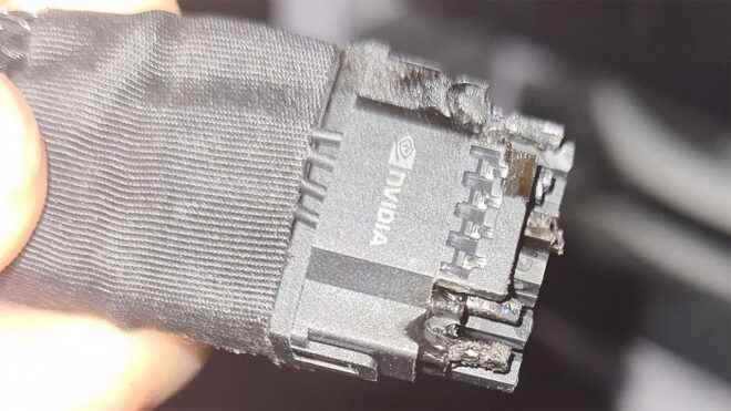 Burned 16 Pin adapter used in two Nvidia RTX 4090 graphics