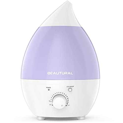BEAUTURAL Ultrasonic Air Humidifier 1.3L Essential Oils Diffuser Mist Maker 7 Color LED Lights No Noise with Auto Shut Off